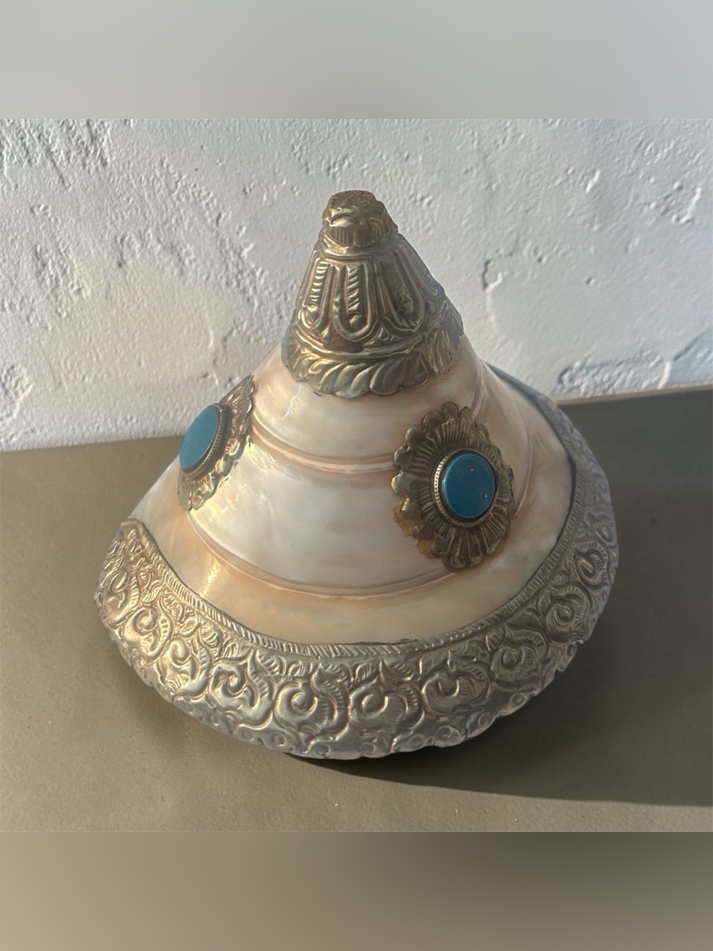Vintage Tibetan Himalayan Pearl Shell Vessel